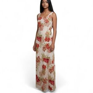 Paper Heart Dress Womens Floral Linen Sleeveless Maxi Pink Mauve Rose XS